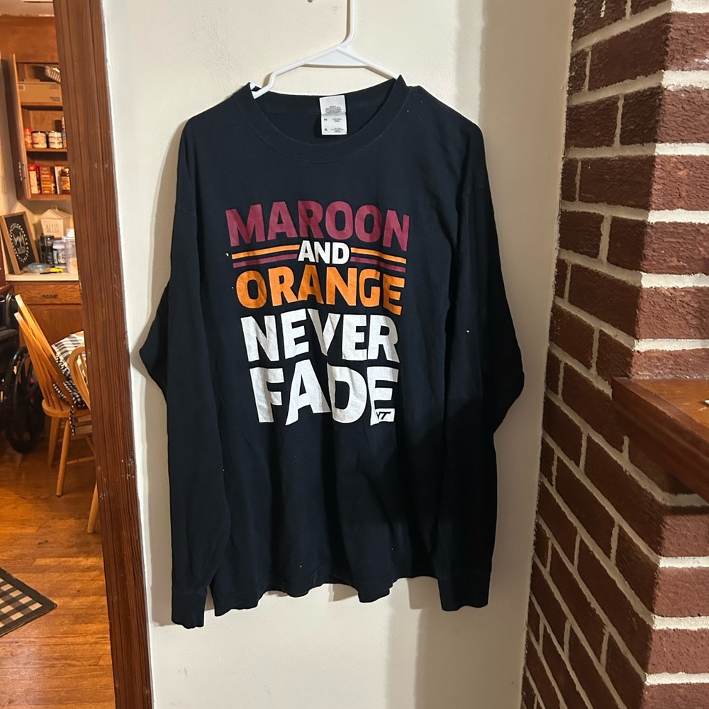 Virginia Tech Maroon Orange Graphic Long Sleeve Shirt size xl